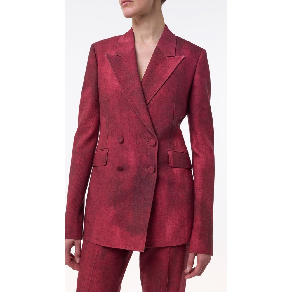 $2600 Gabriela Hearst‎ Angela Blazer in Bordeaux Virgin Wool Jacket. Blazer Sz 2